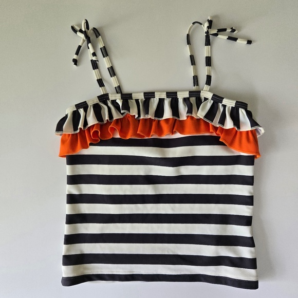 🌺(2for$10) M&S Black & White Stripe Swimsuit Top - Picture 1 of 5